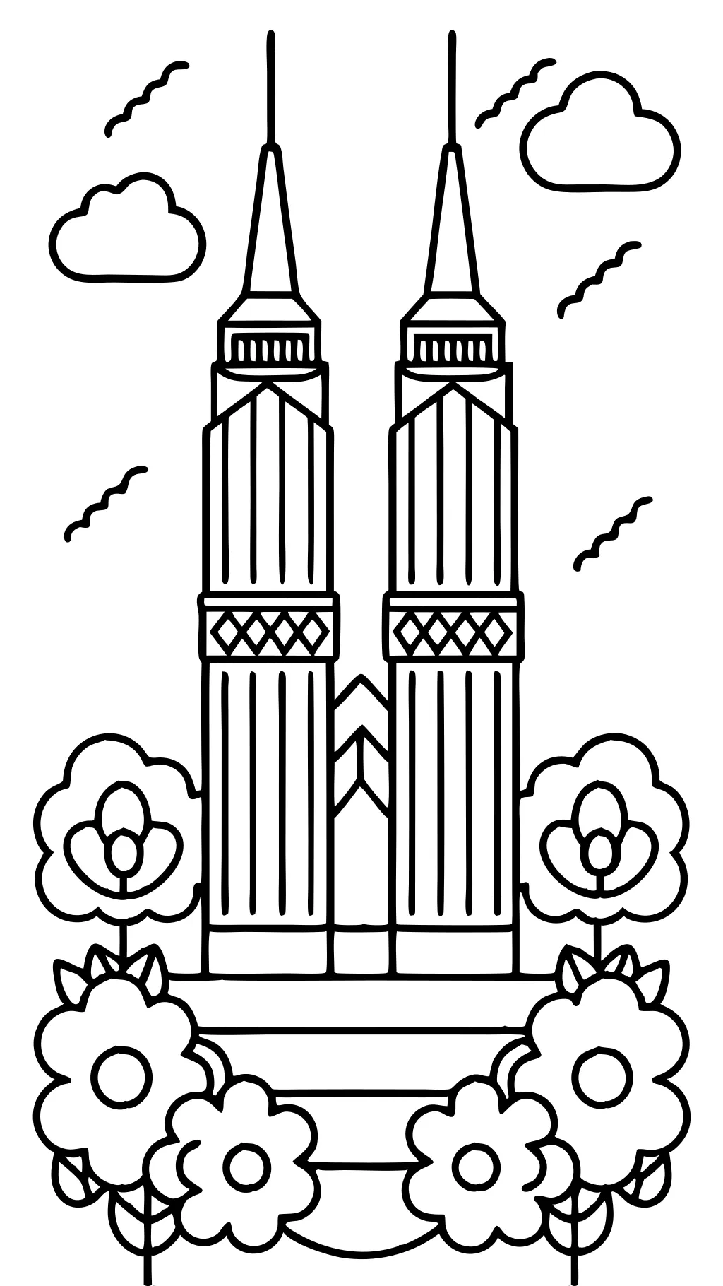 twin towers coloring page